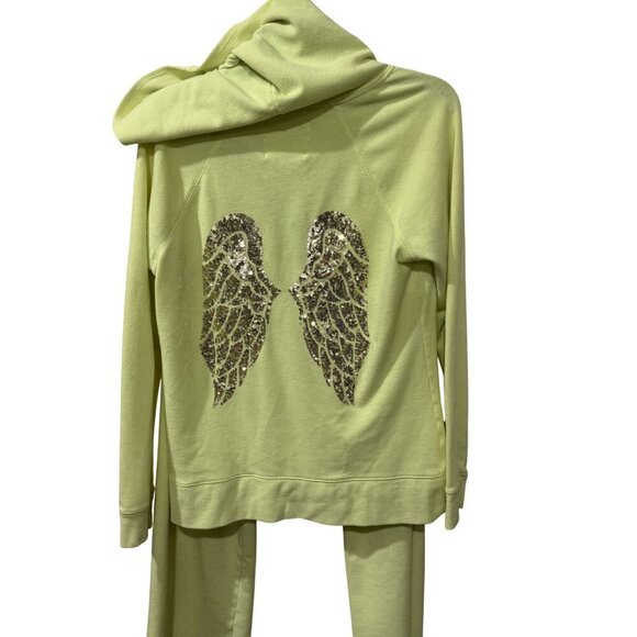 Victoria's Secret Pants - Victorias Secret Yellow Angel Sequin Heart Sweatpants & Hoodie Top L/ bottom M